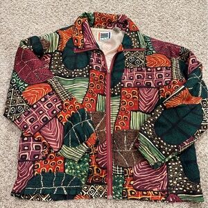 VTG 80’s EVR By ROUSSO APPAREL AOP 100% oversized Silk Jacket size small